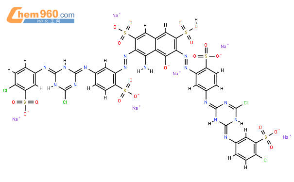 结构式cas no: 101472-68-8分子式:c40h21cl4n15na6o19s6分子量:1487.