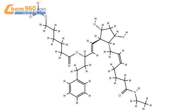 6-(Nitrooxy)-hexanoic acid, (1S,2E)-3-[(1R,2R,3S,5R)-2-[(2Z)-7-(ethylamino)-7-oxo-2-hepten-1-yl]-3,5-dihydroxycyclopentyl]-1-(2-phenylethyl)-2-propen-1-yl ester結構式