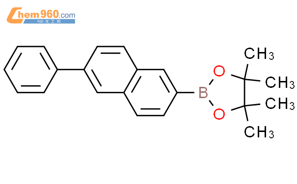 4,4,5,5-四甲基-2-(2-苯基萘-6-基)-1,3,2-二氧苯甲醛結構式