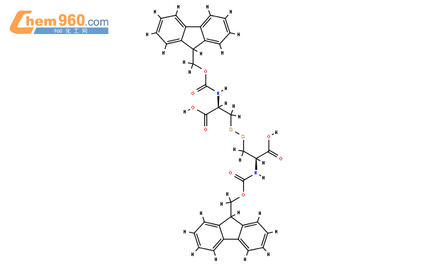 (2R,2'R)-3,3'-Disulfanediylbis(2-((((9H-fluoren-9-yl)methoxy)carbonyl)amino)propanoic acid)結構式