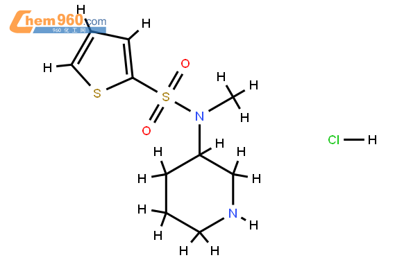 噻吩-2-磺酸 甲基-哌啶-3-基-酰胺盐酸盐结构式