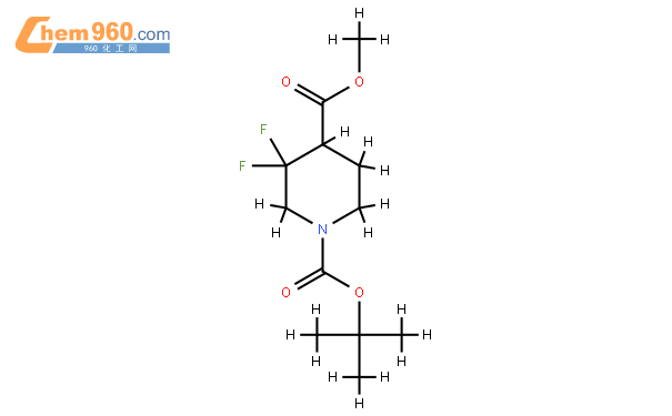 1-(TERT-BUTYL) 4-METHYL 3,3-DIFLUOROPIPERIDINE-1,4-DICARBOXYLATE結構式