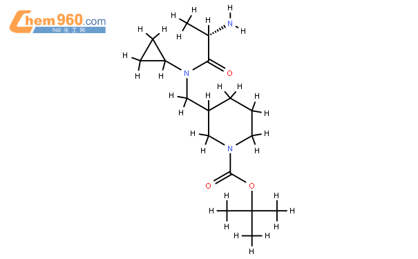 {[((s)-2-氨基-丙酰基)-环丙基-氨基]-甲基}-哌啶-1-羧酸叔丁酯结构式