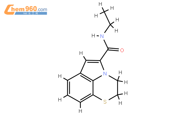 N-Ethyl-2,3-dihydro-[1,4]thiazino[2,3,4-hi]indole-5-carboxamide結構式