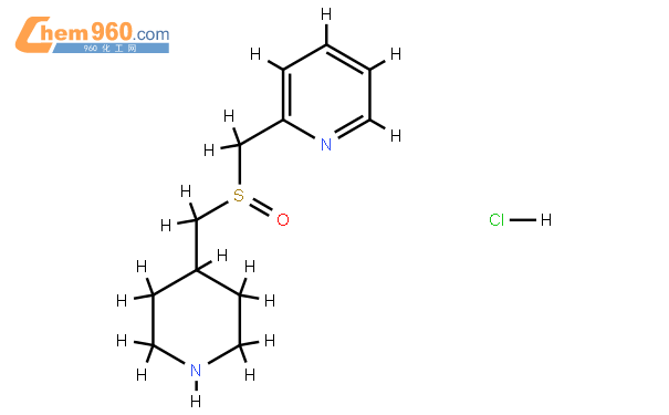 2-(((哌啶-4-甲基)亚磺酰基)甲基)吡啶盐酸盐结构式