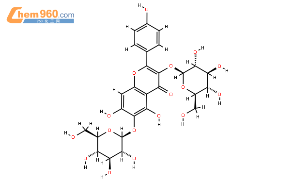 6-羟基山奈酚 3,6-二葡萄糖苷结构式
