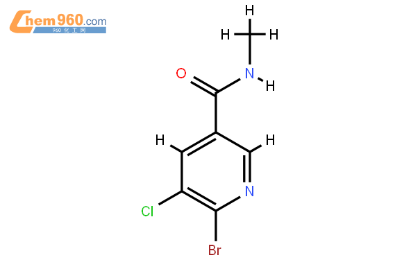 6-Bromo-5-chloro-N-methyl-nicotinamide結構式