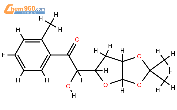 3’-Deoxy-1,2-O-isopropylidene-5-O-(p-toluoyl)-L-arabinofuranose結構式