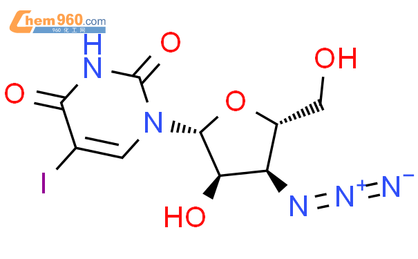 3'-疊氮-3'-脫氧-5-碘尿苷結構式
