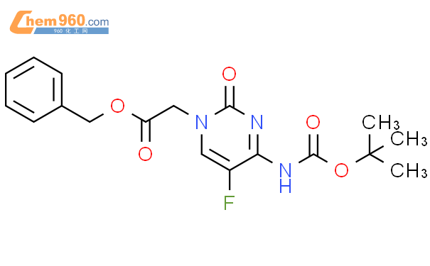 N4-Boc-5-氟胞嘧啶-1-基乙酸芐酯結構式