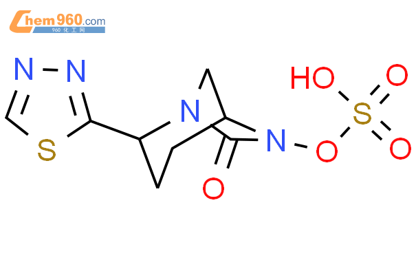 硫酸單[7-氧代-2-(1,3,4-噻二唑2-基)-1,6-二氮雜雙環[3.2.1]辛-6-基]酯結構式