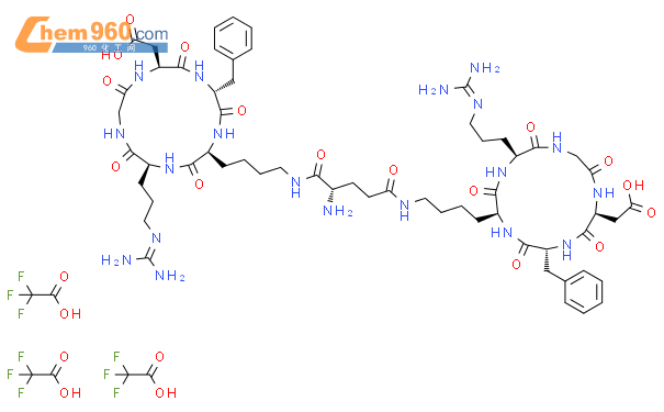 H-Glu[cyclo(-Arg-Gly-Asp-D-Phe-Lys)]-cyclo(-Arg-Gly-Asp-D-Phe-Lys) Trifluoroacetate結構式