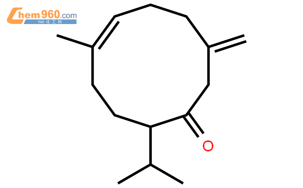 (2S,5E)-5-甲基-9-亞甲基-2-異丙基-5-環癸烯-1-酮結構式