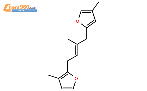 3-methyl-2-[(2E)-3-methyl-4-(4-methylfuran-2-yl)but-2-en-1-yl]furan結構式