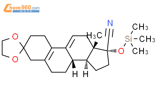 3,3-亞乙基二氧基-17β-氰基-17α-(三甲基硅氧基)-19-降維甲酸-5(10),9(11)-二烯結構式
