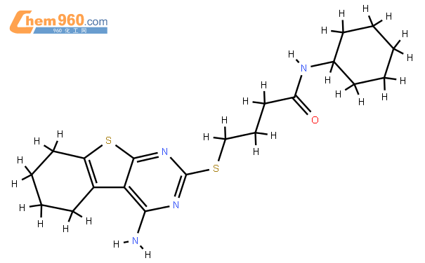 4-[(4-amino-5,6,7,8-tetrahydro-[1]benzothiolo[2,3-d]pyrimidin-2-yl)sulfanyl]-N-cyclohexylbutanamide結構式