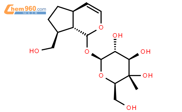 (4aS,7S,7aS)-7-(hydroxymethyl)-1,4a,5,6,7,7a-hexahydrocyclopenta[c]pyran-1-yl 4-C-methyl-beta-D-glucopyranoside結構式