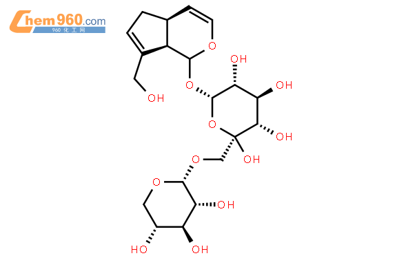 b-D-Glucopyranoside,1,4a,5,7a-tetrahydro-5-hydroxy-7-(hydroxymethyl)cyclopenta[c]pyran-1-yl 6-O-a-D-xylopyranosyl-, [1S-(1a,4aa,5a,7aa)]- (9CI)結構式