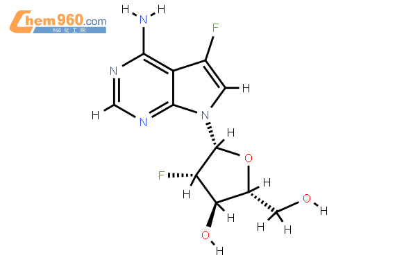 4-Amino-5-fluoro-7-(2-deoxy-2-fluoro-b-D-arabinofuranosyl)-7H-pyrrolo[2.3-d]pyrimidine結構式