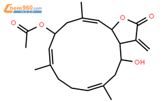 Cyclotetradeca[b]furan-2(3H)-one,12-(acetyloxy)-3a,4,5,8,9,12,13,15a-octahydro-4-hydroxy-6,10,14-trimethyl-3-methylene-,(3aS,4S,6E,10E,12S,14E,15aS)- (9CI)结构式图片|104992-91-8结构式图片