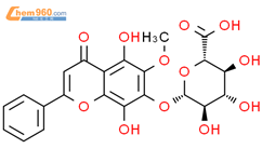 5,8-二羟基-6,-甲氧基黄酮-7-O-葡萄糖醛酸结构式图片|164022-76-8结构式图片