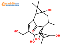 1H-2,8a-Methanocyclopenta[a]cyclopropa[e]cyclodecen-11-one, 1a,2,5,5a,6,9,10,10a-octahydro-5,5a,6,10a-tetrahydroxy-4-(hydroxymethyl)-1,1,7,9-tetramethyl-, (1aR,2S,5R,5aR,6S,8aS,9R,10aS)-结构式图片|184221-59-8结构式图片
