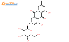 大黄素-6-O-β-D-葡萄糖苷结构式图片|34298-85-6结构式图片