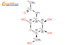 n-[1,2-13c2]乙酰基-d-[ul-13c6]氨基葡萄糖结构式图片|478529-42-9