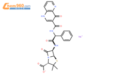 4-Thia-1-azabicyclo[3.2.0]heptane-2-carboxylicacid,6-[[(2R)-2-[[(4-hydroxy-1,5-naphthyridin-3-yl)carbonyl]amino]-2-phenylacetyl]amino]-3,3-dimethyl-7-oxo-,sodium salt (1:1), (2S,5R,6R)-结构式图片|58795-03-2结构式图片