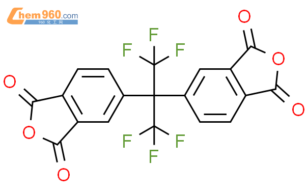 六氟二酐中文名称 14 4 六氟异丙基邻苯二甲酐 24 4 六氟异丙基二酞酸酐CAS号1107 00 2 960化工网