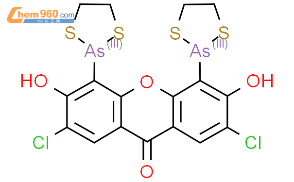 5-二(1,3,2-二硫杂砷戊环-2-基-3,6-二羟基-9h-氧杂蒽-9-酮结构式