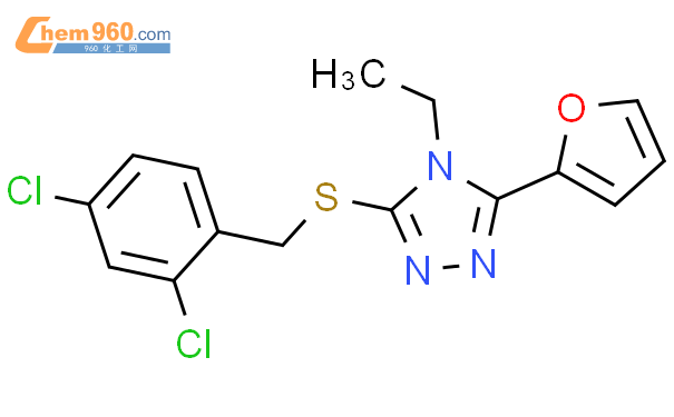 585554 06 9 3 2 4 Dichlorobenzyl Thio 4 Ethyl 5 Furan 2 Yl 4H 1 2