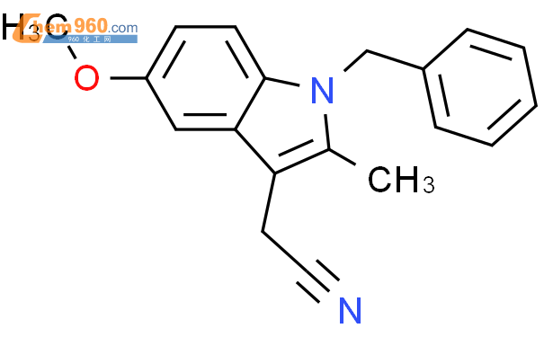 60011 55 4 2 1 苄基 5 甲氧基 2 甲基 吲哚 3 基 乙腈化学式结构式分子式mol 960化工网