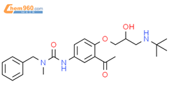 Urea,N'-[3-acetyl-4-[3-[(1,1-dimethylethyl)amino]-2-hydroxypropoxy]phenyl]-N-methyl-N-(phenylmethyl)-结构式图片|57471-29-1结构式图片