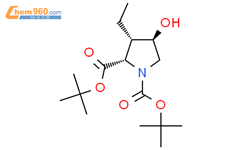 ditert-butyl (2S,3S,4R)-3-ethyl-4-hydroxypyrrolidine-1,2-dicarboxylate结构式图片|851671-74-4结构式图片
