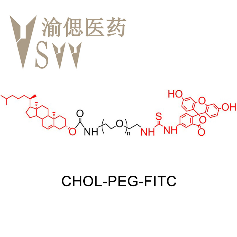 Cholesterol-PEG-FITC、胆固醇-聚乙二醇-荧光素结构式图片|结构式图片