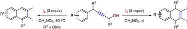 Graphical abstract: Facile synthesis of diiodinated dihydronaphthalenes and naphthalenesviaiodine mediated electrophilic cyclization