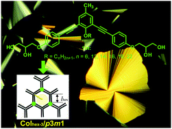 Graphical abstract: Tolane-based bent bolaamphiphiles forming liquid crystalline hexagonal honeycombs with trigonal symmetry