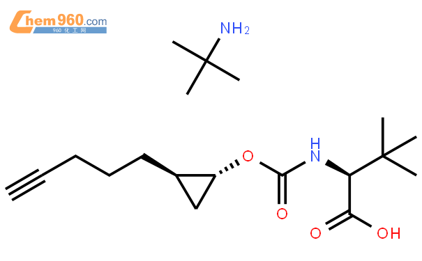 2r)-2-戊-4-炔基-環丙氧基羰基氨基)-丁酸,叔丁胺鹽結構式