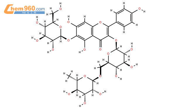 6-羟基山奈酚 3-芸香糖-6-葡萄糖苷结构式