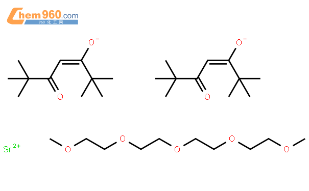 雙(2,2,6,6-四甲基-3,5 - 庚二酮酸)鍶,四甘醇二甲醚加成物結構式