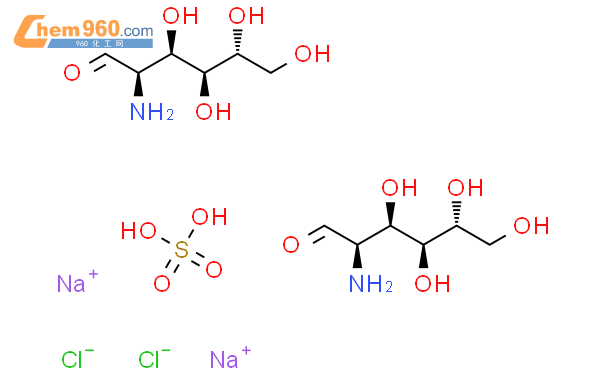 氯化鈉 (nacl)與2-氨基-2-脫氧-d-葡萄糖硫酸鹽(2:2:1)結構式