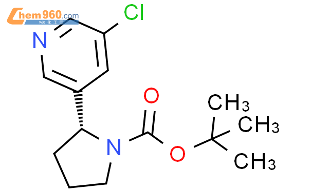 (S)-2-(5-氯-吡啶-3-基)-吡咯烷-1-羧酸叔丁酯结构式