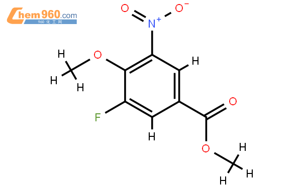 3-氟-4-甲氧基-5-硝基苯甲酸甲酯結構式