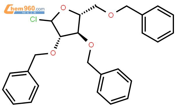 1-氯-2,3,5-三-氧-苄基-d-阿拉伯呋喃糖结构式