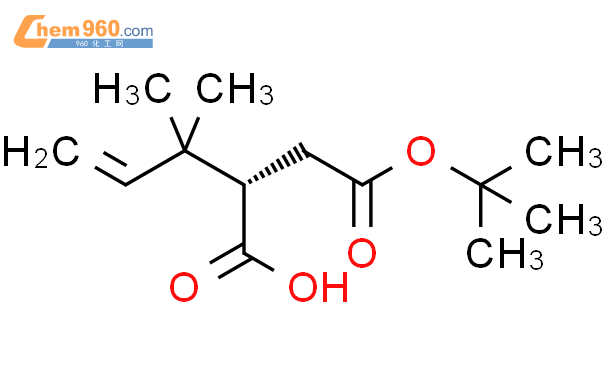 (2S)-(叔丁基羰基氨基)-3,3-二甲基戊-4-烯酸结构式