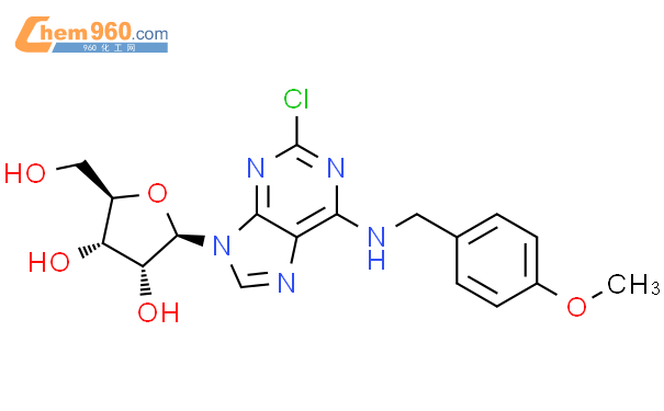 2'-氯-N6-(4-甲氧基)苄基腺苷结构式