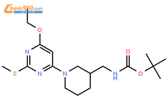 tert-Butyl ((1-(6-ethoxy-2-(methylthio)pyrimidin-4-yl)piperidin-3-yl)methyl)carbamate结构式图片|1353987-52-6结构式图片