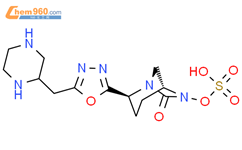 硫酸单[(1R,2S,5R)-7-氧代-2-[5-(2-哌嗪基甲基)-1,3,4-恶二唑-2-基]-1,6-二氮杂双环[3.2.1]辛-6-基]酯结构式图片|1802086-40-3结构式图片