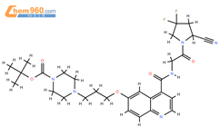 (S)-6-[3-(4-Boc-1-哌嗪基)丙氧基]-N-[2-(2-氰基-4,4-二氟-1-吡咯烷基)-2-氧代乙基]喹啉-4-甲酰胺结构式图片|2374782-82-6结构式图片